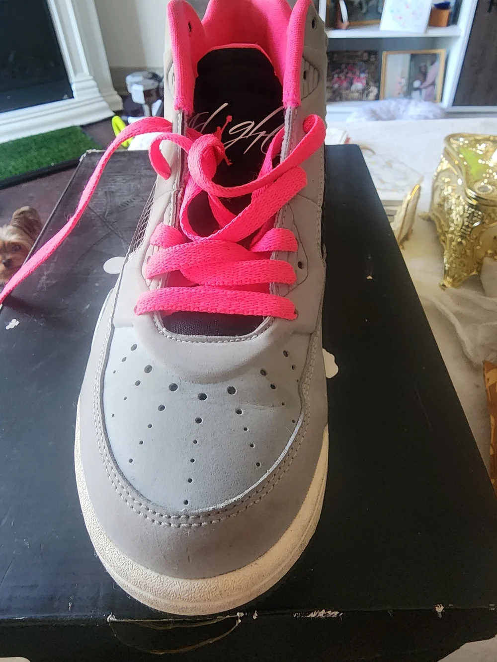 Jordan Flight Box Label in Wolf Grey and Black